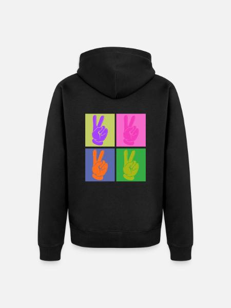 Bunter Friedensgriff Pop Art Design - Unisex Premium Bio Zip Hoodie - Schwarz
