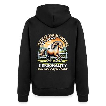 Dictons de chevaux islandais - Veste à capuche bio Premium Unisexe - noir - Dos - Nico (187cm)