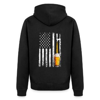 Crafbeer american flag, brewing - Unisex Premium Bio Zip Hoodie - Schwarz - Hinten - Nico (187cm)