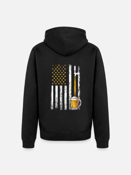 Crafbeer american flag, brewing - Unisex Premium Bio Zip Hoodie - Schwarz