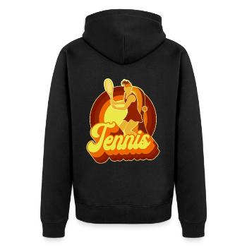 Funny Tennis Player Racket Retro - Unisex Premium Bio Zip Hoodie - Schwarz - Hinten - Nico (187cm)