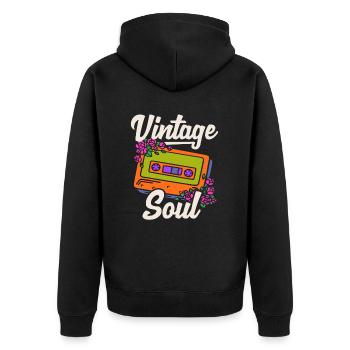 Vintage Hippie Cassette 70's Soul Floral Hippie - Veste à capuche bio Premium Unisexe - noir - Dos - Nico (187cm)