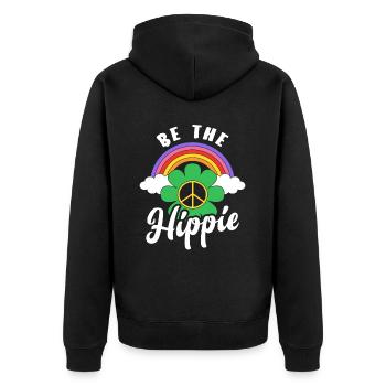 Être le Hippie Signe de Paix Arc-en-ciel Hippie - Veste à capuche bio Premium Unisexe - noir - Dos - Nico (187cm)