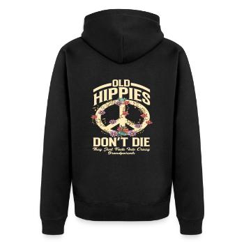 Alte Hippies sterben nicht Großeltern Mann Frauen - Unisex Premium Bio Zip Hoodie - Schwarz - Hinten - Nico (187cm)