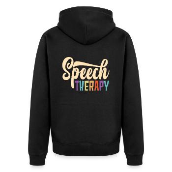 Speech Therapy Colorful Letters - Unisex Premium Organic Zip Hoodie - black - Back - Nico (187cm)