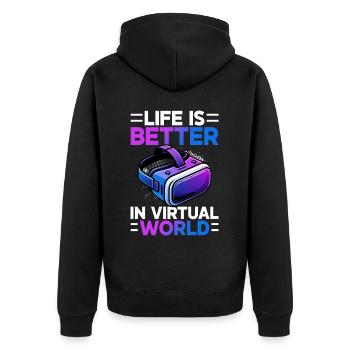 Virtual Reality Athlete Witzer VR Gamer Headset - Unisex Premium Organic Zip Hoodie - black - Back - Nico (187cm)