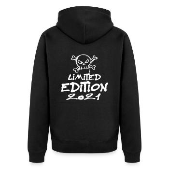 Limited Edition 2021 Geburtstag 2021 Geboren - Unisex Premium Bio Zip Hoodie - Schwarz - Hinten - Nico (187cm)