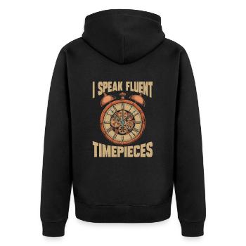 Watchmaker - Unisex Premium Organic Zip Hoodie - black - Back - Nico (187cm)