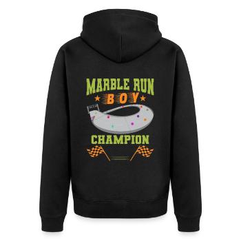 MARBLE RUN BOY - Unisex Premium Organic Zip Hoodie - black - Back - Nico (187cm)