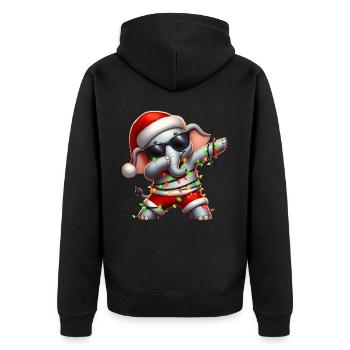 Tupfende Elefanten-Sonnenbrille Niedlich Weihnacht - Unisex Premium Bio Zip Hoodie - Schwarz - Hinten - Nico (187cm)