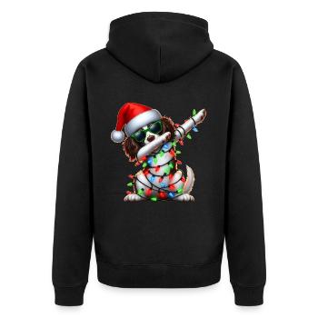 Tupfender English Springer Spaniel Hund Niedlich - Unisex Premium Bio Zip Hoodie - Schwarz - Hinten - Nico (187cm)