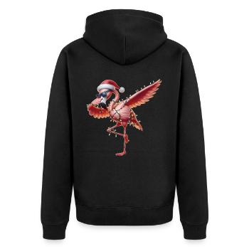 Polka Dot Flamingo Sunglasses Cute Christmas - Unisex Premium Organic Zip Hoodie - black - Back - Nico (187cm)