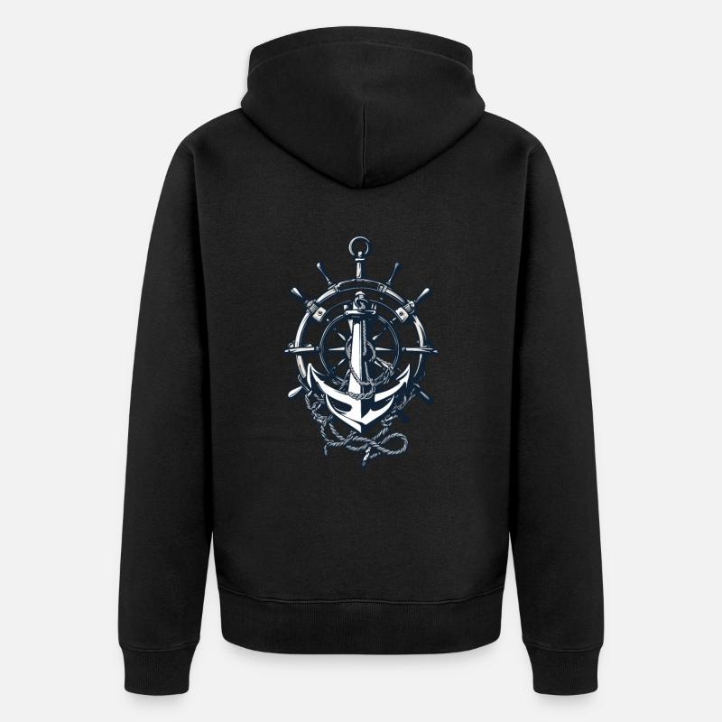 Capitaine Volant Ancre Aventure Bénédiction - Veste à capuche bio Premium Unisexe - noir