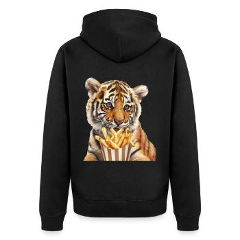 Tiger - Unisex Premium Organic Zip Hoodie - black - Back - Nico (187cm)