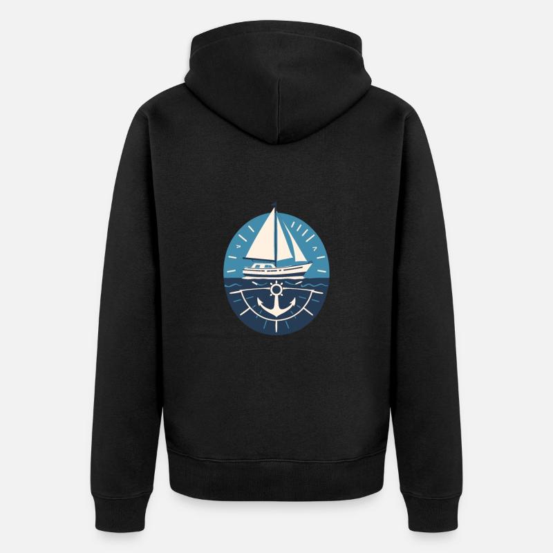 äSegelboot Mit Anker Und Meer - Unisex Premium Bio Zip Hoodie - Schwarz