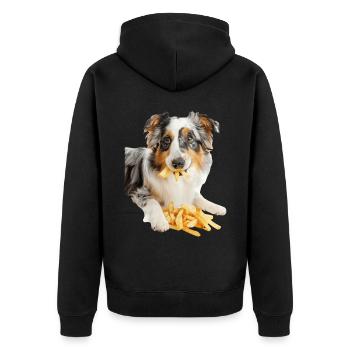 Australischer Schäferhund - Unisex Premium Bio Zip Hoodie - Schwarz - Hinten - Nico (187cm)
