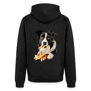 Border Collie - Unisex Premium Organic Zip Hoodie - black - Back - Nico (187cm)