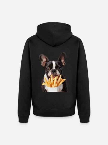 Boston Terrier - Unisex Premium Bio Zip Hoodie - Schwarz