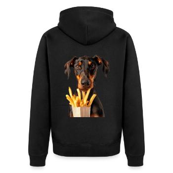 Doberman - Unisex Premium Organic Zip Hoodie - black - Back - Nico (187cm)