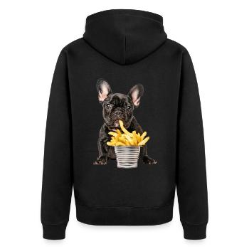 Bouledogue français - Veste à capuche bio Premium Unisexe - noir - Dos - Nico (187cm)
