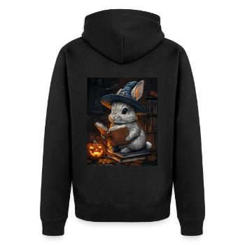 Cadeau d’Halloween Femmes Lapin Hommes Enfants Décoration - Veste à capuche bio Premium Unisexe - noir - Dos - Nico (187cm)