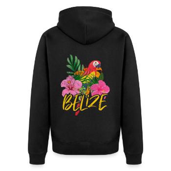 Belize - Unisex Premium Bio Zip Hoodie - Schwarz - Hinten - Nico (187cm)