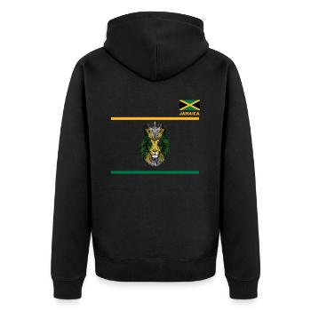 Jamaica Jamaika Rasta Raggea Rastafari Flagge - Unisex Premium Bio Zip Hoodie - Schwarz - Hinten - Nico (187cm)