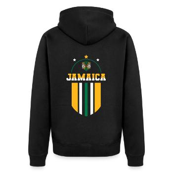 Jamaica Jamaika Rasta Raggea Rastafari Flagge - Unisex Premium Bio Zip Hoodie - Schwarz - Hinten - Nico (187cm)