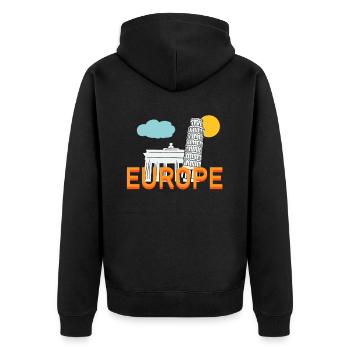 Europa - Unisex Premium Bio Zip Hoodie - Schwarz - Hinten - Nico (187cm)