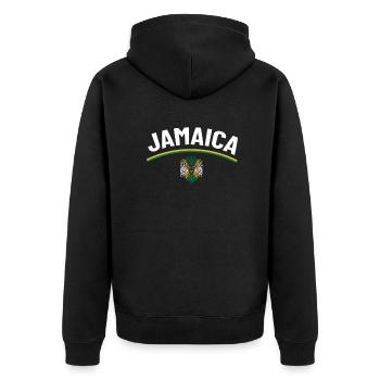 Jamaica Jamaika Rasta Raggea Rastafari Flagge - Unisex Premium Bio Zip Hoodie - Schwarz - Hinten - Nico (187cm)