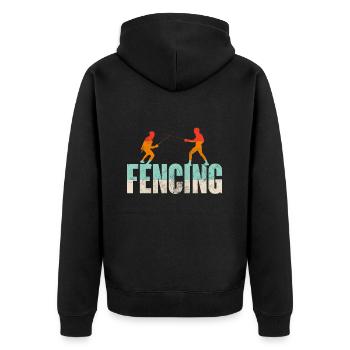 Fechten - Unisex Premium Bio Zip Hoodie - Schwarz - Hinten - Nico (187cm)