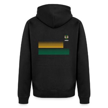 Jamaica Jamaika Rasta Raggea Rastafari Flagge - Unisex Premium Bio Zip Hoodie - Schwarz - Hinten - Nico (187cm)