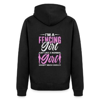 Fencing - Unisex Premium Organic Zip Hoodie - black - Back - Nico (187cm)