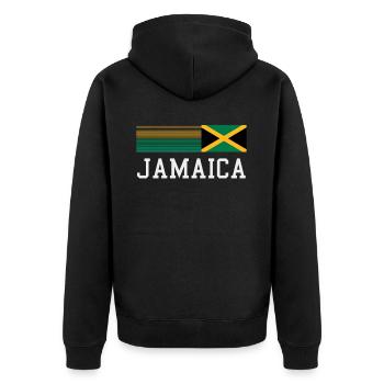 Jamaica Jamaika Rasta Raggea Rastafari Flagge - Unisex Premium Bio Zip Hoodie - Schwarz - Hinten - Nico (187cm)