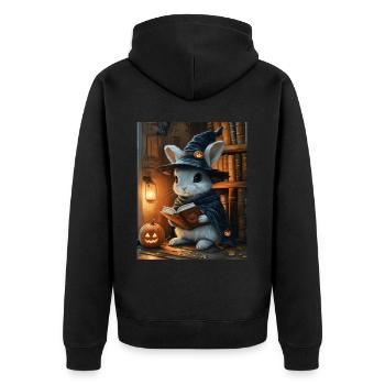 Cadeau d’Halloween Femmes Lapin Hommes Enfants Décoration - Veste à capuche bio Premium Unisexe - noir - Dos - Nico (187cm)