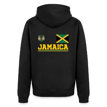 Jamaica Jamaika Rasta Raggea Rastafari Flagge - Unisex Premium Bio Zip Hoodie - Schwarz - Hinten - Nico (187cm)