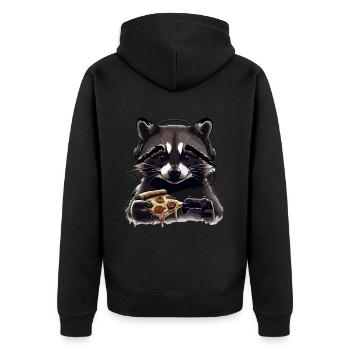 Funny Raccoon Gaming Pizza Gamer Gamer Gaming - Unisex Premium Organic Zip Hoodie - black - Back - Nico (187cm)