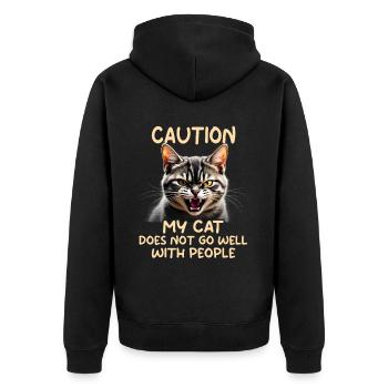 Drôle de chat Chat Propriétaire Chat de compagnie - Veste à capuche bio Premium Unisexe - noir - Dos - Nico (187cm)