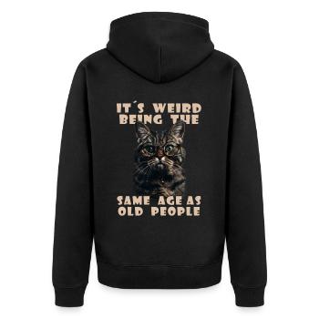 Drôles de chats disant adultes personnes âgées grand-mère grand-père - Veste à capuche bio Premium Unisexe - noir - Dos - Nico (187cm)