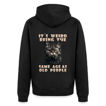 Drôles de chats disant adultes personnes âgées grand-mère grand-père - Veste à capuche bio Premium Unisexe - noir - Dos - Nico (187cm)
