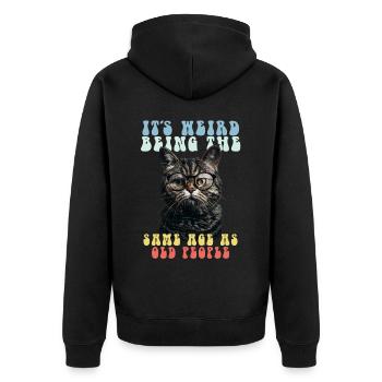 Drôles de chats disant adultes personnes âgées grand-mère grand-père - Veste à capuche bio Premium Unisexe - noir - Dos - Nico (187cm)