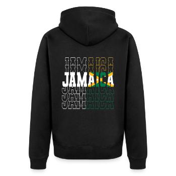Jamaica Jamaika Rasta Raggea Rastafari Flagge - Unisex Premium Bio Zip Hoodie - Schwarz - Hinten - Nico (187cm)