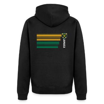 Jamaica Jamaika Rasta Raggea Rastafari Flagge - Unisex Premium Bio Zip Hoodie - Schwarz - Hinten - Nico (187cm)