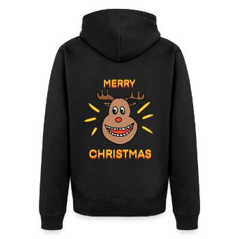 Lustiges Rentier zu Weihnachten - Unisex Premium Bio Zip Hoodie - Schwarz - Hinten - Nico (187cm)