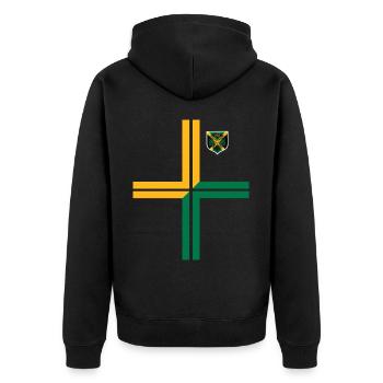 Jamaica Jamaika Rasta Raggea Rastafari Flagge - Unisex Premium Bio Zip Hoodie - Schwarz - Hinten - Nico (187cm)