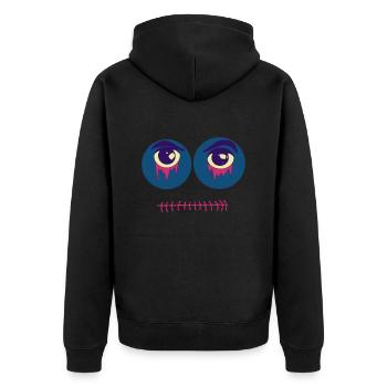 Gruselige Halloween Maske - Unisex Premium Bio Zip Hoodie - Schwarz - Hinten - Nico (187cm)