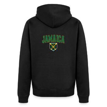 Jamaica Jamaika Rasta Raggea Rastafari Flagge - Unisex Premium Bio Zip Hoodie - Schwarz - Hinten - Nico (187cm)