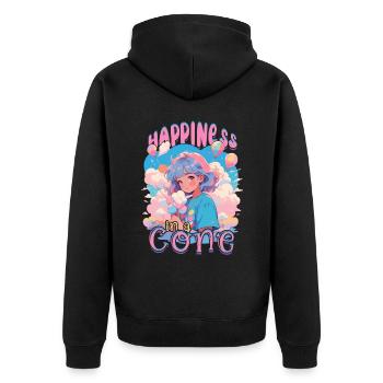 Barbe à papa : le bonheur dans un cône - Veste à capuche bio Premium Unisexe - noir - Dos - Nico (187cm)