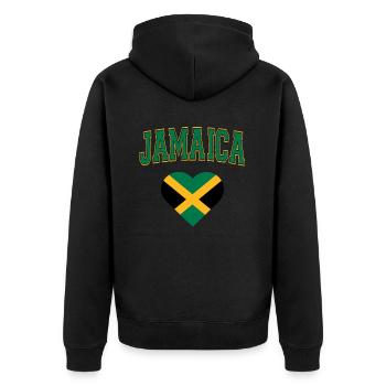 Jamaica Jamaika Rasta Raggea Rastafari Flagge - Unisex Premium Bio Zip Hoodie - Schwarz - Hinten - Nico (187cm)