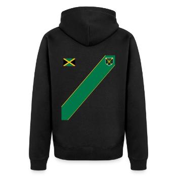 Jamaica Jamaika Rasta Raggea Rastafari Flagge - Unisex Premium Bio Zip Hoodie - Schwarz - Hinten - Nico (187cm)